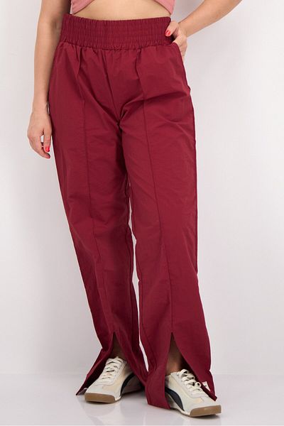 The Giving Movement Women Regular Fit Brand Logo Wide Leg Pants, Maroon