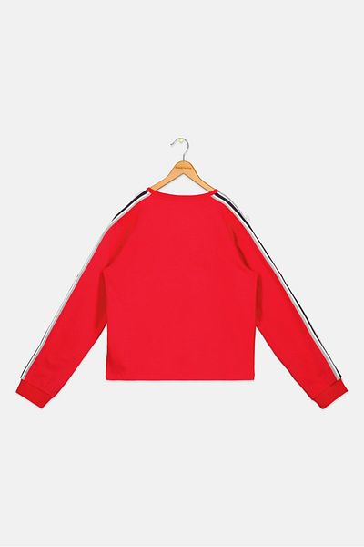 FREDDY Kids Girl Crew Neck Long Sleeve Brand Logo Sweatshirt, Red