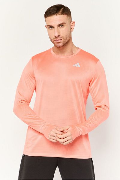 adidas Men Sportswear Fit Long Sleeve Training T-Shirt, Coral