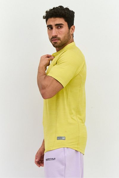 Puma Men Sportswear Fit Short Sleeve Golf Henley T-Shirts, Bamboo Yellow