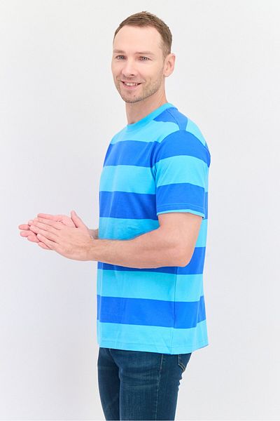 GAP Men Classic Fit Crew Neck Short Sleeve Stripe T-Shirt, Blue
