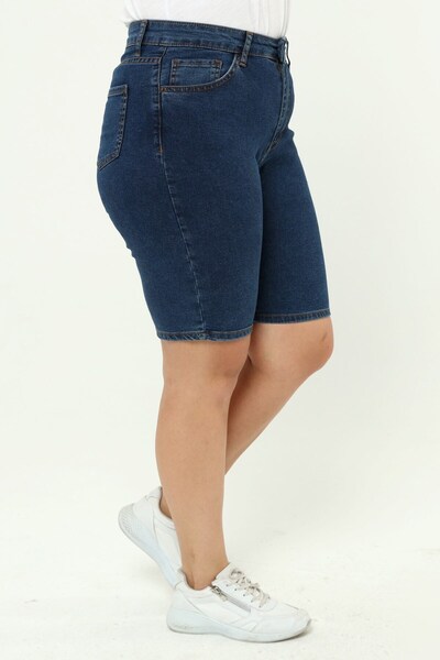 CEDY DENIM Pantaloni scurți de damă, mărime mare, talie înaltă, complet din lycra, slimfit, c606-albastru