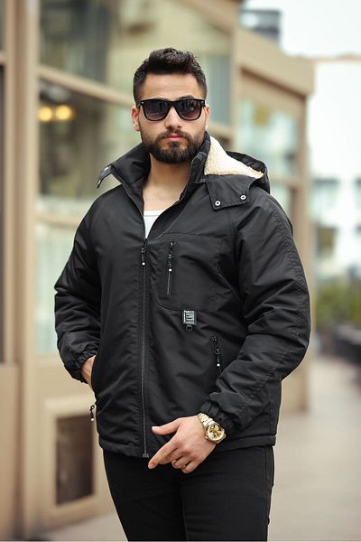 FLUEND MODA Men's Hood Detachable Cold and Windproof Coat