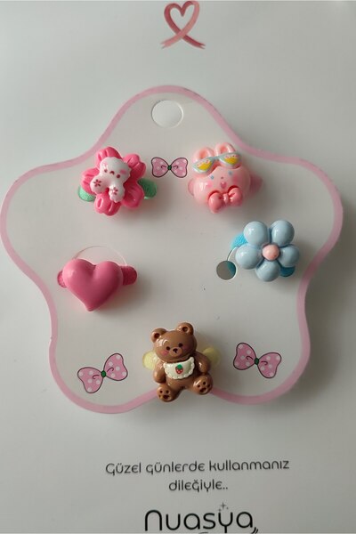 Nuasya 5-Pack Rubber Baby Buckle with Tiny Figures
