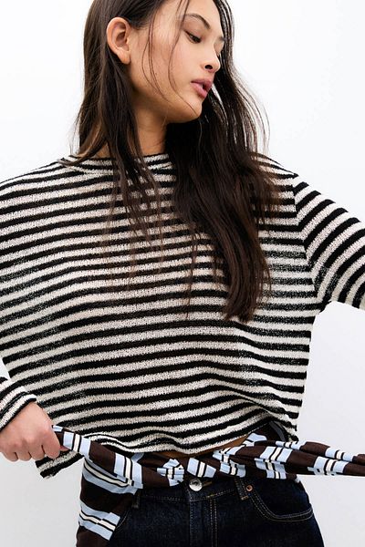 Pull & Bear Striped bias cut jumper