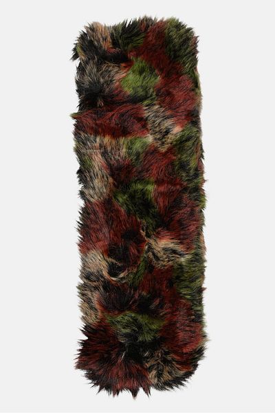 Adrienne Vittadini Women Abstract Print Faux Fur Scarves 125 X 25 Cm, Red