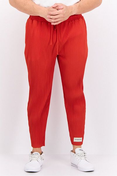 The Giving Movement Men Regular Fit Embroidered Tapered Pants, Rust