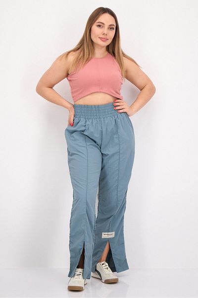 The Giving Movement Women Regular Fit Brand Logo Split Leg Pants, Dusty Blue