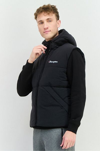 Champion Men Sportswear Fit Training Hooded Puffer Vest, Black