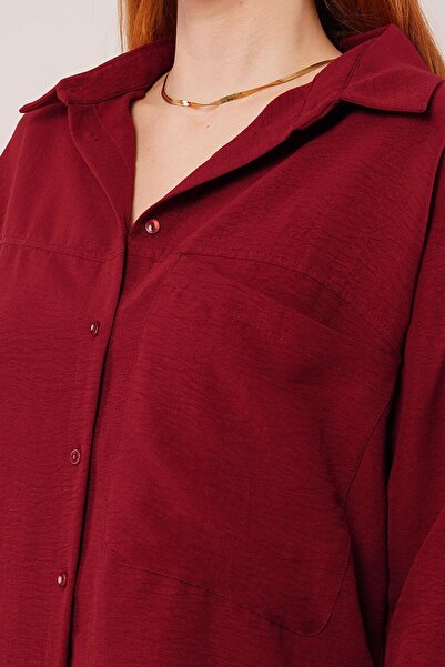 Nova Bazaar Ekşi̇oğlu Global Relaxed Fit Pocket Burgundy Shirt