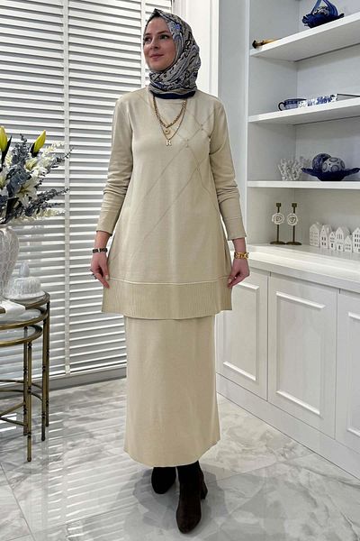 Rabia Şamlı Πλεκτό Gonca Stone Tunik - Χρώμα κρέμας