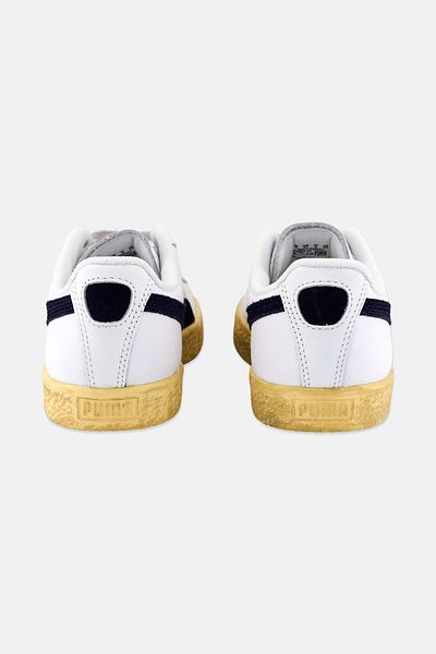 Puma Kids Boy Clyde Vintage Lace Up Outdoor Shoes, White/navy Combo