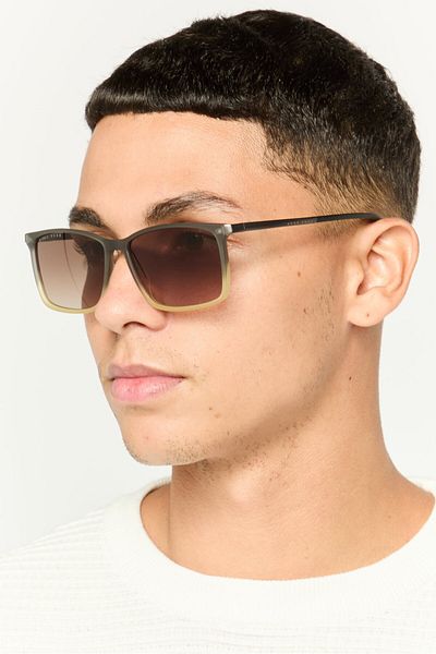Hugo Boss نظارة شمسية BOSS 1251/IT/S مستطيلة للرجال، بني