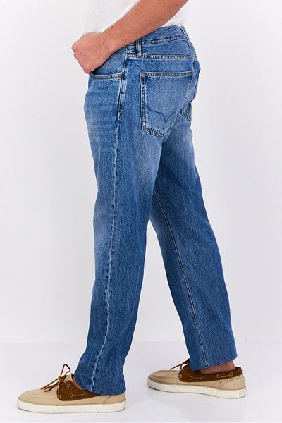 Pepe Jeans بنطلون جينز رجالي مريح من قماش الدنيم المغسول باللون الأزرق