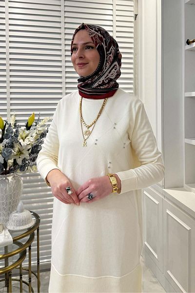 Rabia Şamlı Gonca Stone Knitwear Tunic Stone