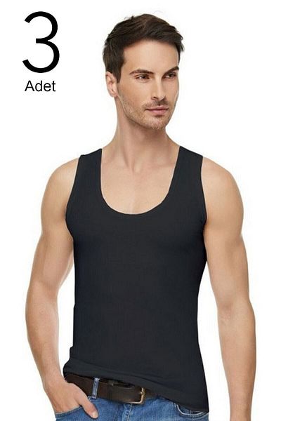 KEYAL Tutku Elit Men's Black Strappy 3 Pack Lycra Modal Undershirt