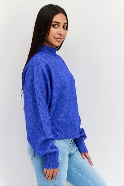 Hugo Boss Women Turtle Neck Solid Sweater, Blue