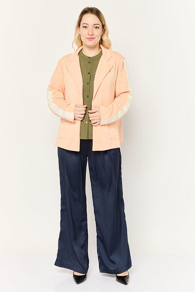 Tribe of 6 Women Regular Fit Brand Logo Blazers, Orange