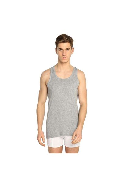 ENTAHA Seher Men's Gray Back Cross 6 Piece Ribbed Sports Undershirt
