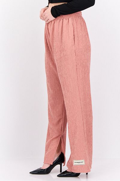 The Giving Movement Women Regular Fit Textured Flare Pants, Rose Gold