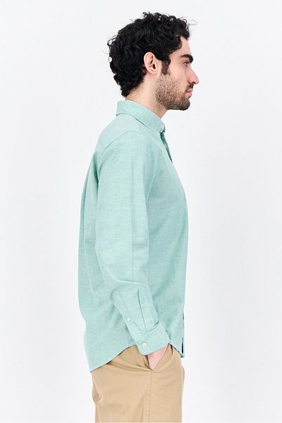 GAP Men Standard Fit Chambray Long Sleeves Casual Shirt, Light Green