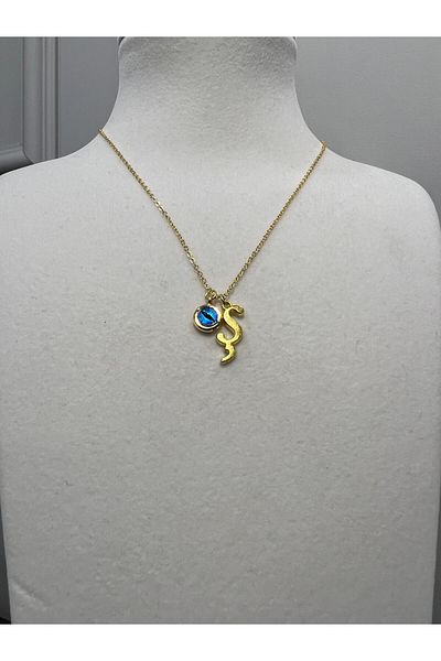 Store Letter S Necklace - Evil Eye Beaded Letter Steel Chain