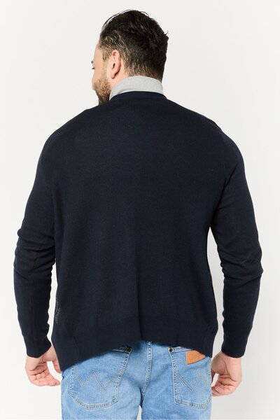 Perry Ellis Men V Neck Graphic Print Cardigan, Navy