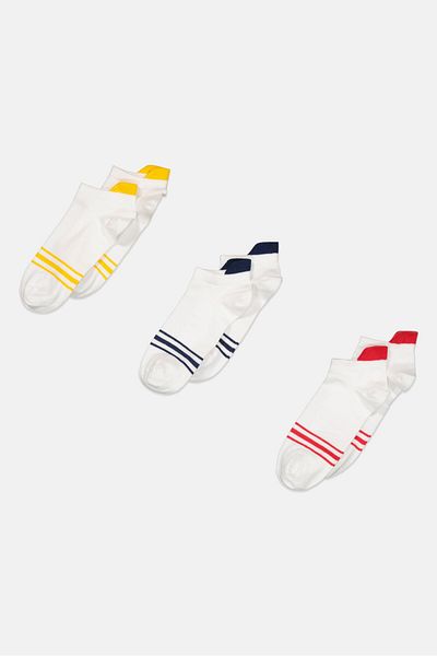 RBX Men 3 Pairs Striped Ankle Socks, White Combo