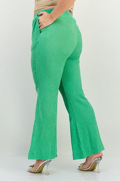 The Giving Movement Women Regular Fit Textured Wide Leg Pants, Light Green