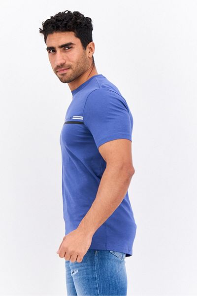 Ben Sherman Men Crew Neck Short Sleeves Brand Logo T-shirt, Blue