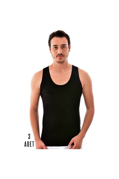 KEYAL Tutku Elit Men's Black 3 Pieces Elite 1201 Modal Elasthan Undershirt