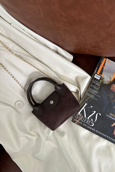 NOTHING Women's Bitter Brown Mini Hand and Shoulder Bag with Snap Closure and Chain Strap