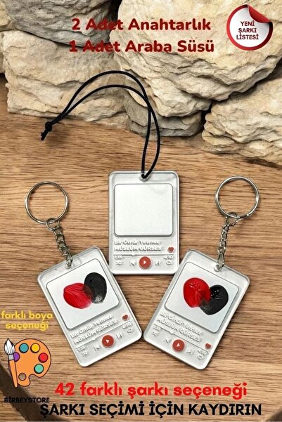 BİRBEYSTORE Çift Sevgili Parmak İzi Anahtarlık Araba Dikiz Anası Süsü