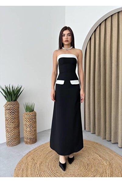 Genel Markalar Edolika Cep Detaylı Straplez Elbise