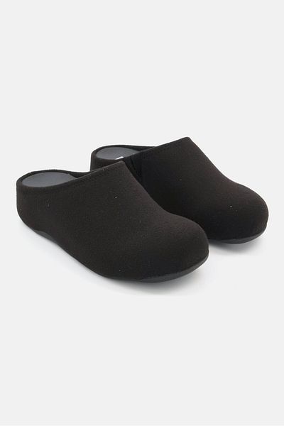 Fitflop Women Shuv Felt Slip On Clogs, Black