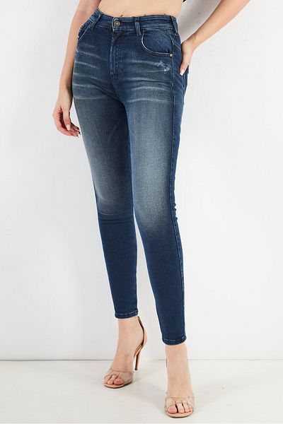 Diesel Women Super Skinny Fit High Waist Wash Stretchable Denim, Navy
