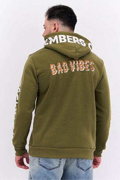 Members Only Men Hooded Embroidered Long Sleeves Sweatshirt, Olive