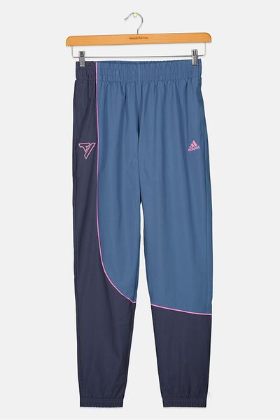 adidas Kids Girl Pull On Brand Logo Outdoor Track Pants, Dusty Blue