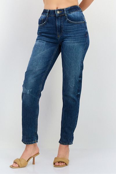 TAPE A L'OEIL Women Regular Fit Mid Rise Straight Leg No Stretch Jeans, Blue