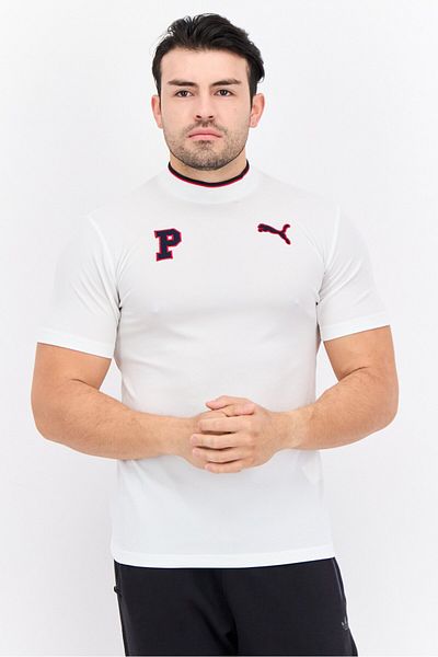 Puma Men Sportswear Fit Embroidered Logo Short Sleeves Outdoor T-shirt, White