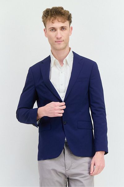 Tommy Hilfiger Men Tailored Fit Plain Semi-Formal Blazer, Navy Blue