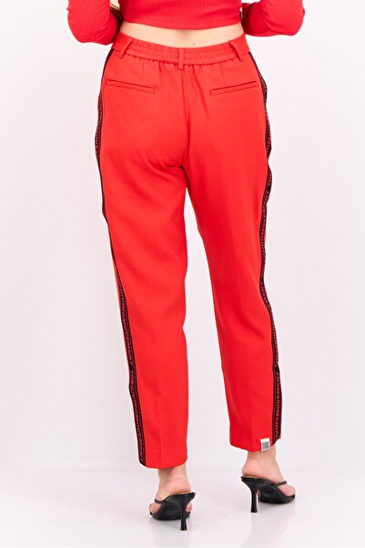 The Giving Movement Women Brand Logo Tapered Pants, Red/Black