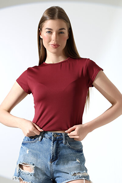 Endies تي شيرت نسائي ذو لمسة ناعمة وياقة دائرية وأكمام قصيرة وقصة قصيرة أساسي...