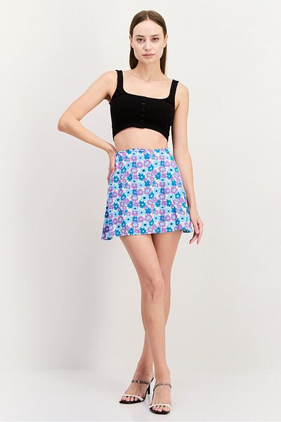 Sinsay Women Allover Print Mini Skirt, Blue