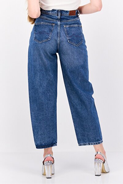 Pepe Jeans بنطلون جينز أديسون بدون تمدد بقصّة البالون للنساء، لون أزرق