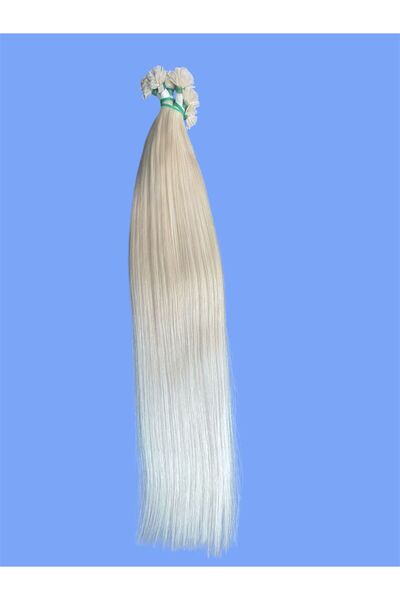 PERUK 60 cm 250 ADET (0.6gr) 613 PLATİN  %100 Doğal Gerçek Insan saçı Mikro K...