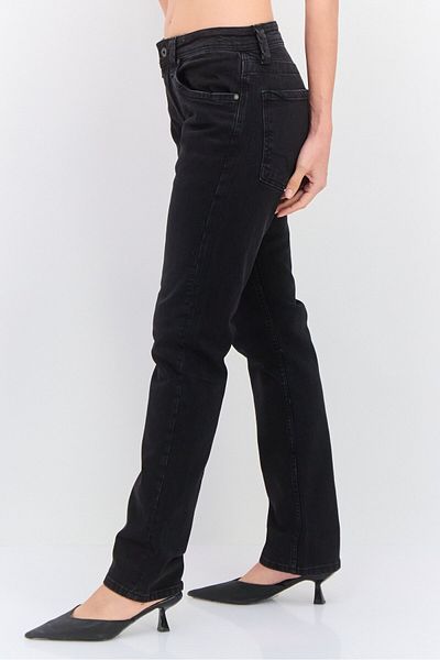 Pepe Jeans Women Regular Fit Stretchable Straight Leg Jeans, Washed Black