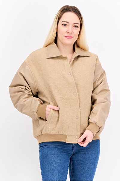 ASOS Women Textured Shirt Jacket, Tan