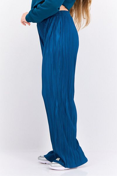 The Giving Movement Women Regular Fit Textured Wide Leg Pants, Teal Green