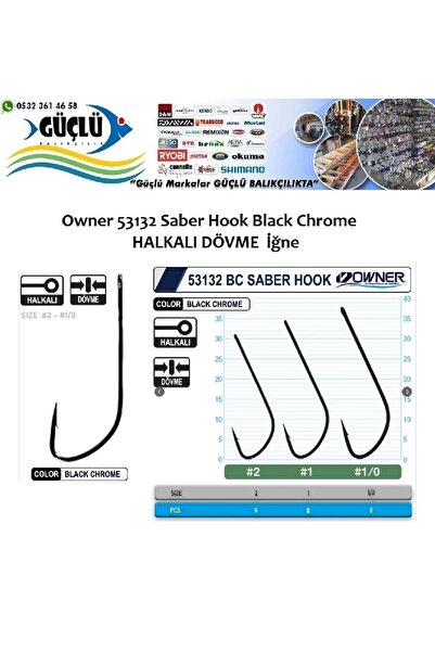 Owner 53132 Black Chrome Halkalı Olta İğnesi No:2